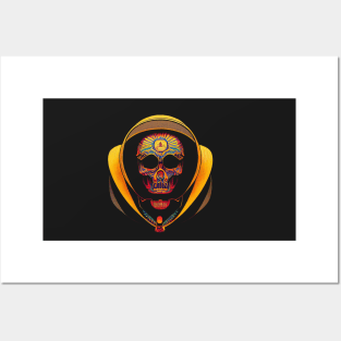 Halloween colorful skeleton head Posters and Art